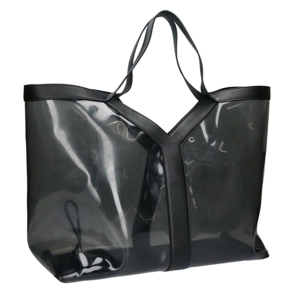 Saint Laurent Paris Y Tote Bag Pouch Clutch Clear Black